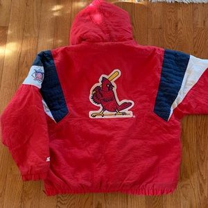 Vintage 90s St Louis Cardinals Starter Jacket XL Pullover 1/4 Zip Kangaroo Pouch